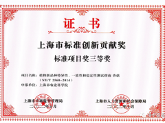 上海市農科院食用菌研究所研制的農業行業標準《植物新品種特異性、一致性和穩定性測試指南 香菇》喜獲標準項目獎三等獎 ()